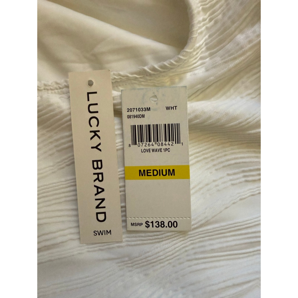 NWT Women's Lucky Brand White Textured One Piece Swimsuit Medium - Picture 5 of 5